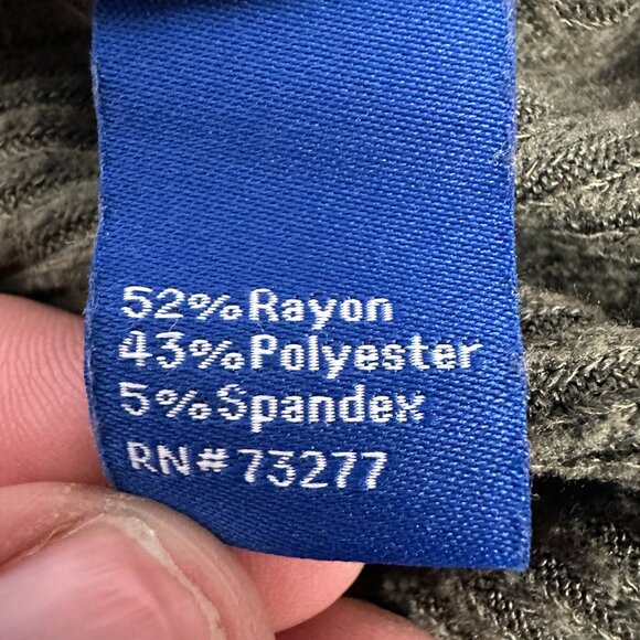 Apt. 9 Womens XL Ribbed Olive Green Tie-Hem Long Sleeve Top Rayon Blend Casual - Picture 5 of 11